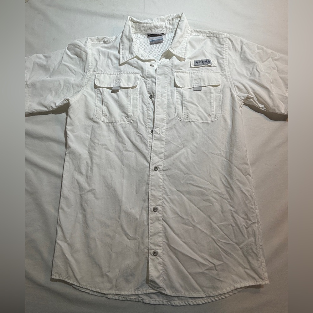 Columbia Boys White Long-Sleeve PFG Fishing Shirt Sz XL (18-20)